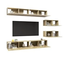 TV staliukas Televizoriaus spintelių komplektas, 6 dalių, ąžuolo, mediena