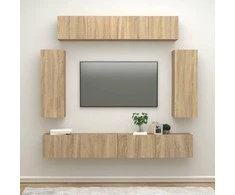 TV staliukas Televizoriaus spintelių komplektas, 6 dalių, ąžuolo, mediena