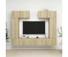 TV staliukas Televizoriaus spintelių komplektas, 6 dalių, ąžuolo, mediena