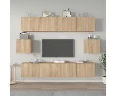 TV staliukas Televizoriaus spintelių komplektas, 6 dalių, ąžuolo, mediena