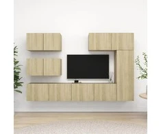 TV staliukas Televizoriaus spintelių komplektas, 6 dalių, ąžuolo, mediena