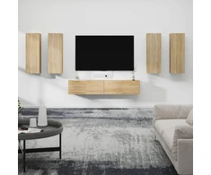 TV staliukas Televizoriaus spintelių komplektas, 6 dalių, ąžuolo, mediena