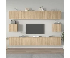 TV staliukas Televizoriaus spintelių komplektas, 6 dalių, ąžuolo, mediena