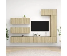 TV staliukas Televizoriaus spintelių komplektas, 7 dalių, ąžuolo, mediena