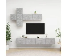 TV staliukas Televizoriaus spintelių komplektas, 7 dalių, betono pilkas, MDP