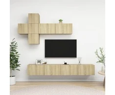 TV staliukas Televizoriaus spintelių komplektas, 7 dalių, ąžuolo, mediena