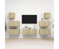 TV staliukas Televizoriaus spintelių komplektas, 7 dalių, ąžuolo, mediena