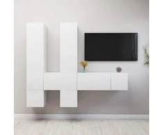 TV staliukas Televizoriaus spintelių komplektas, 7 dalių, baltas, mediena