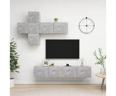 TV staliukas Televizoriaus spintelių komplektas, 7 dalių, betono pilkas, MDP