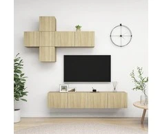 TV staliukas Televizoriaus spintelių komplektas, 7 dalių, ąžuolo, mediena