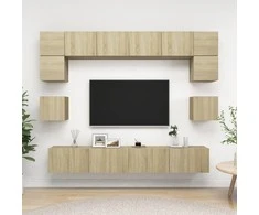 TV staliukas Televizoriaus spintelių komplektas, 8 dalių, ąžuolo, mediena