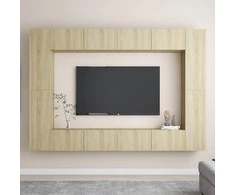 TV staliukas Televizoriaus spintelių komplektas, 8 dalių, ąžuolo, mediena