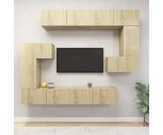 TV staliukas Televizoriaus spintelių komplektas, 8 dalių, ąžuolo, mediena