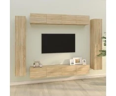 TV staliukas Televizoriaus spintelių komplektas, 8 dalių, ąžuolo, mediena