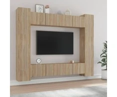 TV staliukas Televizoriaus spintelių komplektas, 8 dalių, ąžuolo, mediena