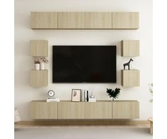 TV staliukas Televizoriaus spintelių komplektas, 8 dalių, ąžuolo, mediena