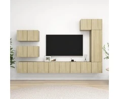 TV staliukas Televizoriaus spintelių komplektas, 8 dalių, ąžuolo, mediena