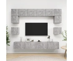 TV staliukas Televizoriaus spintelių komplektas, 8 dalių, betono, mediena