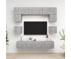 TV staliukas Televizoriaus spintelių komplektas, 8 dalių, betono, mediena
