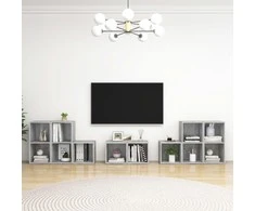 TV staliukas Televizoriaus spintelių komplektas, 8 dalių, betono, mediena