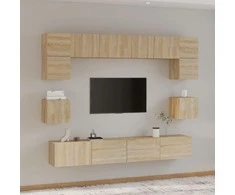 TV staliukas Televizoriaus spintelių komplektas, 8 dalių, ąžuolo, mediena