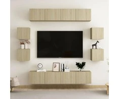 TV staliukas Televizoriaus spintelių komplektas, 8 dalių, ąžuolo, mediena