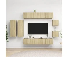TV staliukas Televizoriaus spintelių komplektas, 8 dalių, ąžuolo, mediena