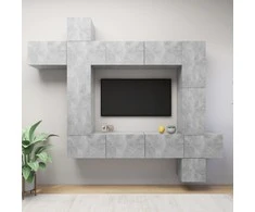 TV staliukas Televizoriaus spintelių komplektas, 9 dalių, betono, mediena