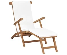 Sofa Terasos kėdė su čiužinuku, kreminė balta, tikmedžio masyvas