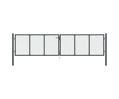 Tinkliniai sodo vartai, pilki, 400x150cm, galvanizuotas plienas