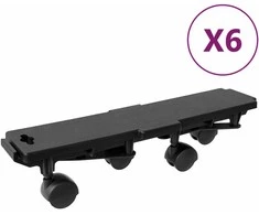 Transportavimo platformos su 4 ratukais, 6vnt., juodos, PP