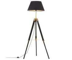 Pakabinamas šviestuvas Trikojis šviestuvas, juodas ir aukso, 141cm, tikmedžio masyvas