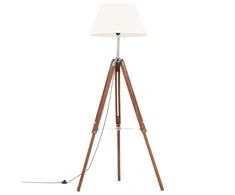 Pakabinamas šviestuvas Trikojis šviestuvas, rudas ir baltas, 141cm, tikmedžio masyvas