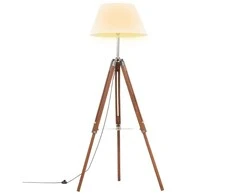 Pakabinamas šviestuvas Trikojis šviestuvas, rudas ir baltas, 141cm, tikmedžio masyvas