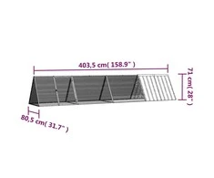 Triušių narvas, pilkas, 403,5x80,5x71cm, galvanizuotas plienas