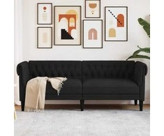 Trivietė chesterfield sofa, juodos spalvos, audinys