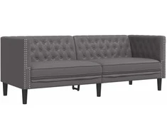 Trivietė chesterfield sofa, pilkos spalvos, dirbtinė oda