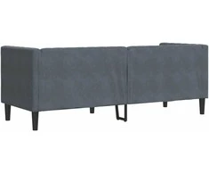 Trivietė chesterfield sofa su pagalvėlėmis, pilka, aksomas