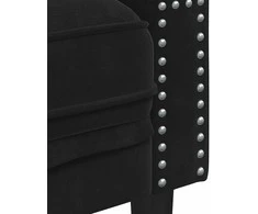 Trivietė chesterfield sofa su pagalvėlėmis, juoda, aksomas