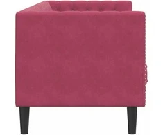 Trivietė chesterfield sofa su pagalvėlėmis, raudona, aksomas