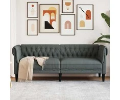 Trivietė chesterfield sofa, tamsiai pilkos spalvos, audinys