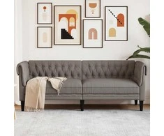 Trivietė chesterfield sofa, taupe spalvos, audinys