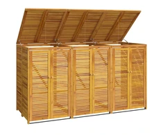 Trivietė šiukšlių konteinerių pastogė, 210x89x117cm, akacija