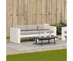 Trivietė sodo sofa, balta, 189x60x62cm, pušies medienos masyvas