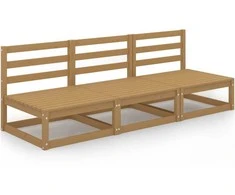 Trivietė sodo sofa, medaus rudos spalvos, pušies masyvas