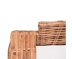 Trivietė sodo sofa, natūralus ratanas