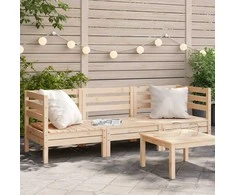 Trivietė sodo sofa, pušies medienos masyvas
