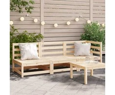 Trivietė sodo sofa, pušies medienos masyvas