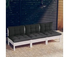 Trivietė sodo sofa su antracito pagalvėlėmis, pušies masyvas