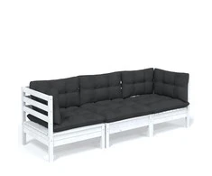 Trivietė sodo sofa su antracito pagalvėlėmis, pušies masyvas